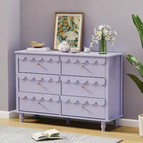Whimsical Cloud Dresser with 6 Drawers Cute Kids Bedroom Storage