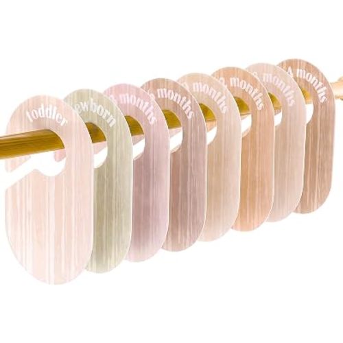 Baby Closet Dividers, 8-Piece Double-Sided Size Organizers, Neutral Solid