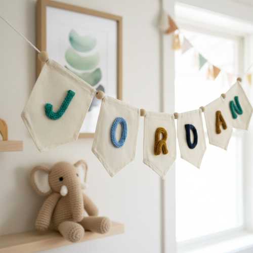 Personalized Yarn Letter Canvas Banner, Handmade Nursery Decor