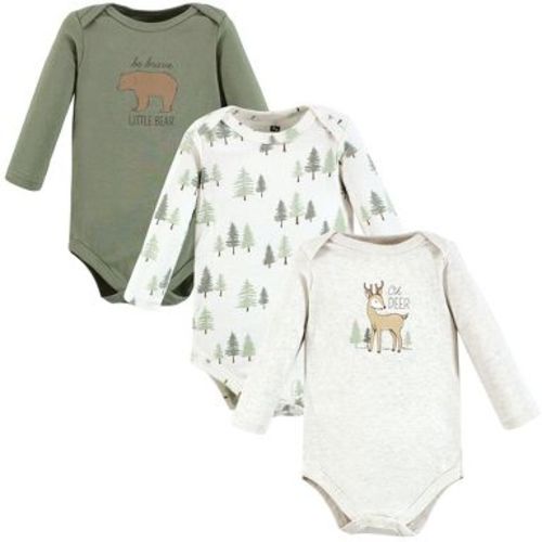 Hudson Baby Infant Boy Cotton Long-Sleeve Bodysuits, Forest Deer 3-Pack, 6-9 Months