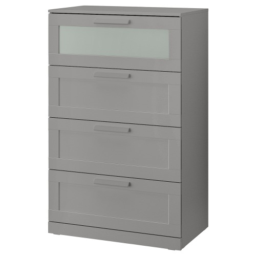 BRIMNES 4-drawer dresser - gray/frosted glass 30 3/4x48 7/8 "