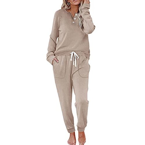 WIHOLL Two Piece Outfits for Women Lounge Sets Button Down Sweatshirt Sweatpants Sweatsuits Set with Pockets