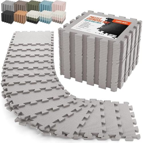 AIRHOP 18 PCS Gym Floor Mat, EVA Foam Puzzle Gym Mat, High-Density Interlocking Foam Floor Tiles for Home Gym, Play Workout Garage Kitchen Flooring 12.6"x12.6"x0.4"