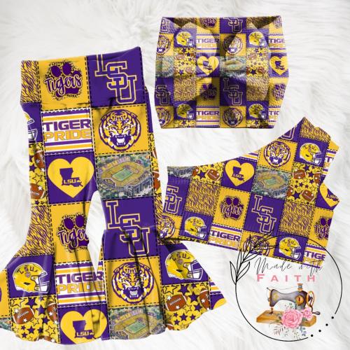 LSU Tigers skirt, bummies or Flare Pants
