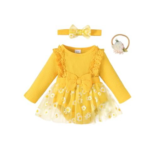 Renotemy Preemie Newborn Baby Girl Lace Romper Infant Fall Winter Flower Tulle Dress Party Gifts Newborn Photography Outfits