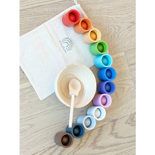 Ball And Cup Sorting Set - Wooden Toys - Sort By Color