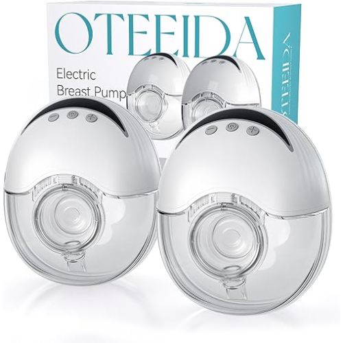 Hands Free Breast Pump Wearable MY-375 - Strong Suction, Low Noise, Wearable Breastfeeding Pump with 4 Mode &12 Levels, Portable Electric Breast Pump 24mm - 19/21/Insert/Flange, 2 Pack (White)