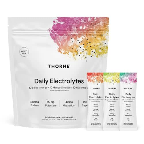 THORNE Daily Electrolytes, Electrolyte Powder Drink Mix, 30 Stick Packs | Zero Sugar Formula, Flavors Derived from Natural Sources, On-the-Go Hydration*, Variety Pack, NSF Certified for Sport