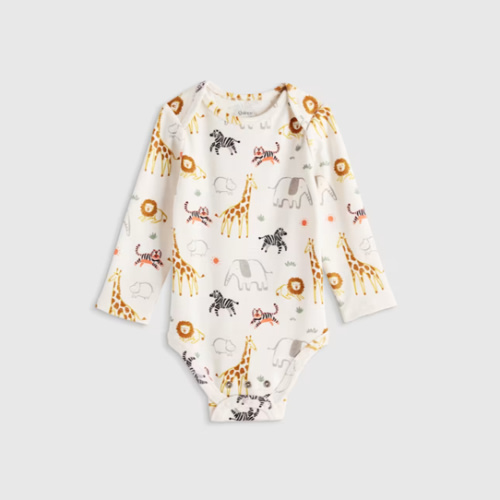 100% Organic Cotton Long Sleeve Bodysuit  in Baby Pink