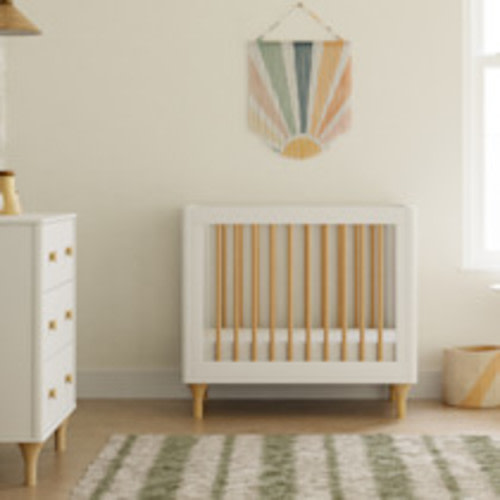 babyletto Lolly 4-in-1 Convertible Mini Crib and Twin Bed with Toddler Bed Conversion Kit - White / Natural