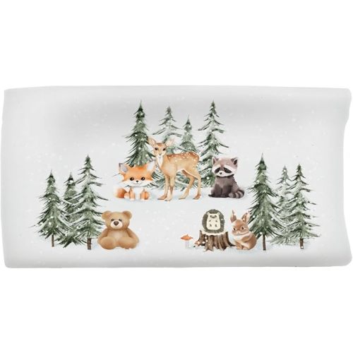 Watercolor Animals Trees Mushroom Baby Changing Pad Covers for Boy Girl Deer Bear Raccoon Hedgehog Butterflies Fitted Change Table Mats Wild Animals Soft Diaper Change Table Cover Sheets 32''×16''
