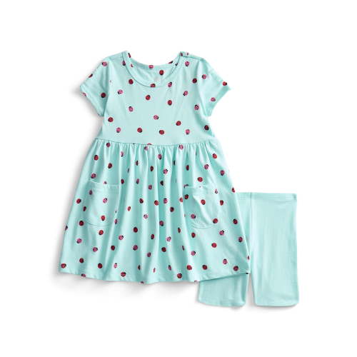 Wonder Nation Toddler Girls Printed Dress and Bike Shorts Outfit Set, 2-Piece, Sizes 18M-5T