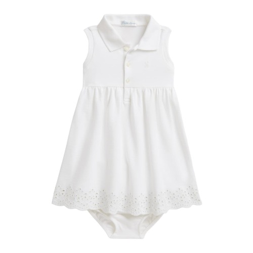 Stretch Mesh Sleeveless Polo Dress & Bloomers Set, 9M