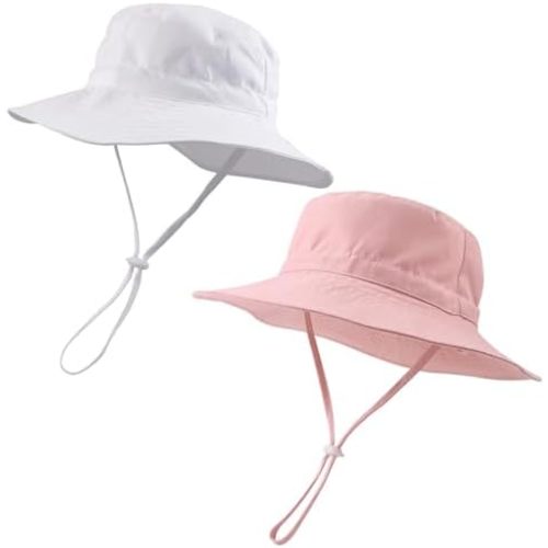 PEECABE Baby Sun Hat Summer Sun Protection Toddler Bucket Hat Wide Brim Adjustable Chin-Strap Beach Cap