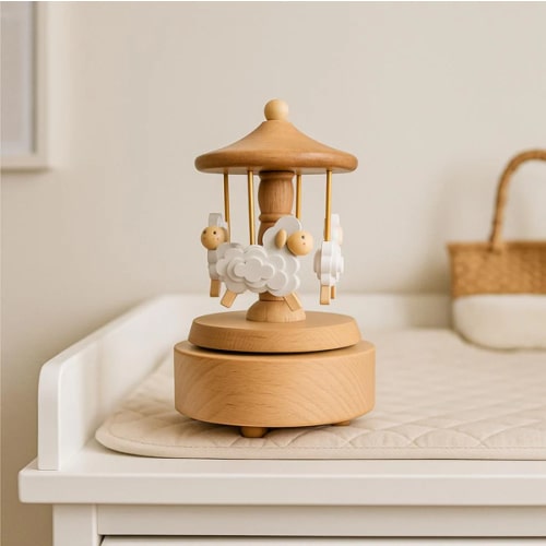 Heirloom Wooden Musical Carousel - Sheep