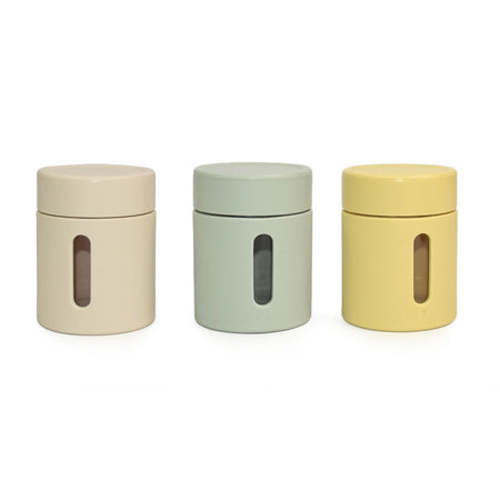 Silicone Glass Food Jar (Beige/Sage/Straw)