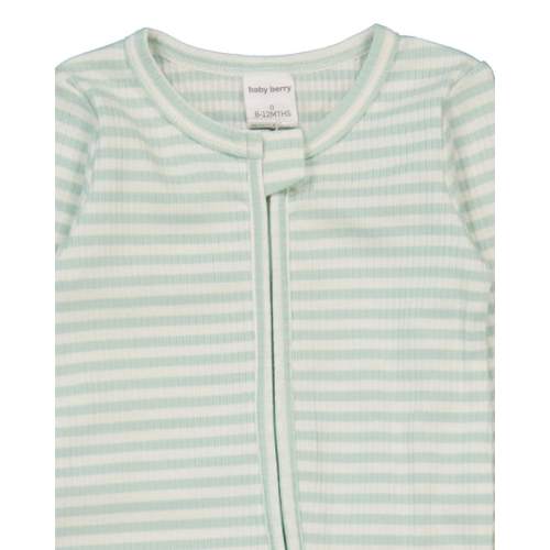 Light Green Baby Rib Long Sleeve Stripe Romper | Best&Less™ Online