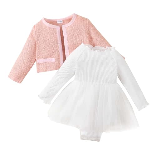 Newborn Baby Girl Dress Fall Winter Outfits Toddler Infant Clothes Set Birthday Church Wedding Party Plaid Cardigan & Romper
