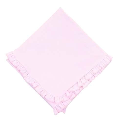 Solid Essentials Ruffle Blanket - Pink with Pink Trim