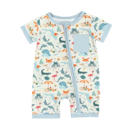Explore Florida Bamboo Baby Shortie Romper | Summer Romper – Emerson and Friends