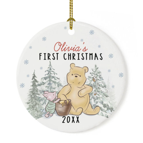 Koyal Wholesale Custom Name First Christmas Pooh Bear And Piglet Ceramic Keepsake Ornament, 20XX Holiday Gift | Wayfair