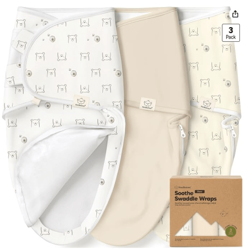 Newborn Swaddles with Zippers, 3pk Baby Swaddle (Bumble Bear, 0-3M)