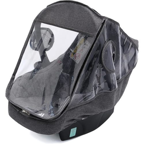 Infant Car Seat Weather Shield,Universal Rain Cover for Car Seat,Ventilation Holes,DustProof Windproof Waterproof (Grey)