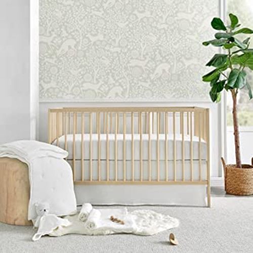 Levtex Baby - Cloud Muslin Crib Bed Set - Baby Nursery Set - White Stars - Textured Muslin - 5 Piece Set Includes Quilt, Fitted Sheet, Two Swaddles & Bear Lovey