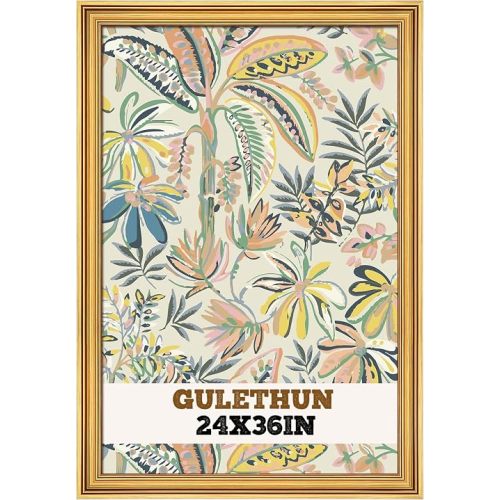 24x36 Frame, Transitional Modern Picture Frames, Gold Vintage Photo Frame