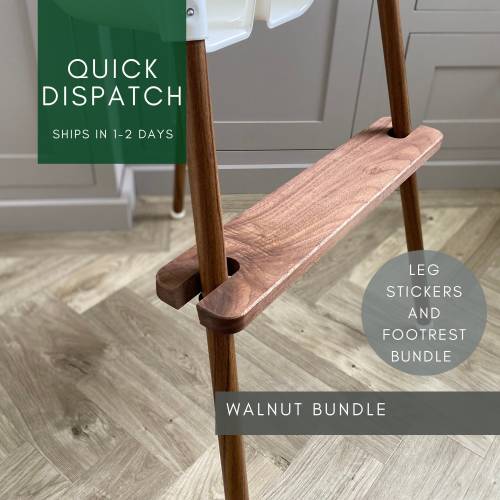 IKEA Antilop Wooden Highchair Footrest and Leg Sticker Bundle | Walnut Wood | Solid Wood | Handmade in UK