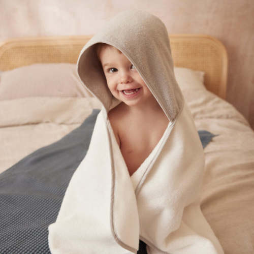 Kids Hooded Bath Towel White and Grey / 1 - 3 Y