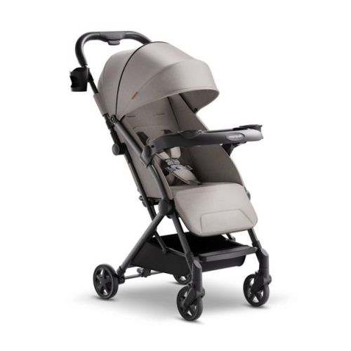 Mompush Lithe V2 Lightweight Travel Stroller - Khaki: Single Configuration, 40 lb Capacity, Adjustable Handle, Pneumatic Tires