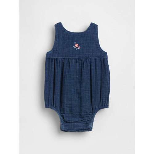 Baby Cotton Gauze Denim Bubble Bodysuit