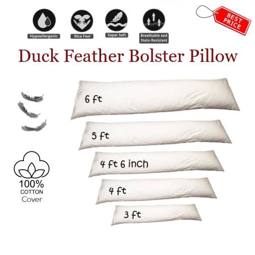 Duck Feather And Down Bolster Pillow Extra Filled Pregnancy Maternity Full Body Support Pillows