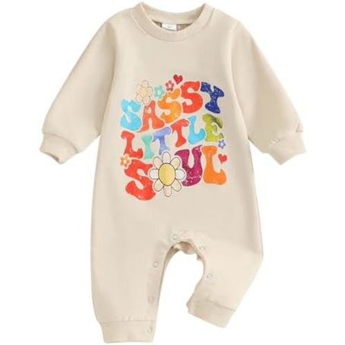 BOIBOKOKO Newborn Baby Girl Boy Clothes Sassy Little Soul Long Sleeve Romper Jumpsuit Cute Fall Winter Outfit