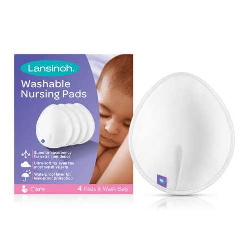 Lansinoh Washable Nursing Pads, White, 4 Count, Includes Mesh Wash Bag