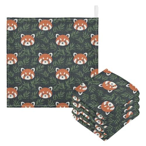 JHKKU Newborn Face Towel Red Panda Soft Cotton Baby Washcloths 11.8 x 11.8 Inch Infants Girls Boys Muslin Burp Cloths 5 Pack