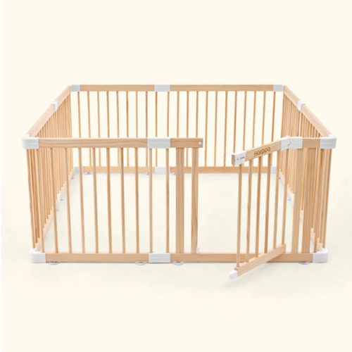 HARPPA Wooden Baby Gate Playpen | Non-Toxic Foldable DIY Adjustable Play Yard for Infants & Toddlers – Natural Finish Baby Fence for Small & Large Spaces