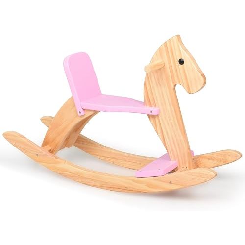 Kids Wooden Rocking Horse, Toddlers Ride-On Toy w/Safety Foot Pedal