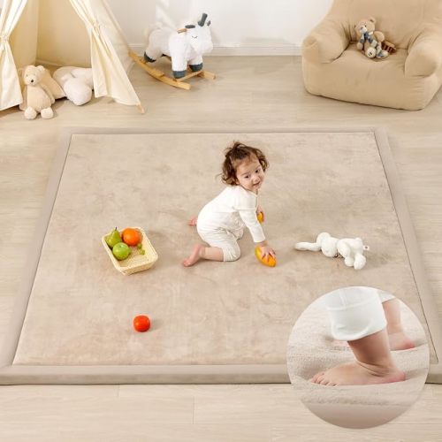 1.3" Thick Baby Play Mat for Floor,79x118 Large Memory Foam Tummy Time Mat