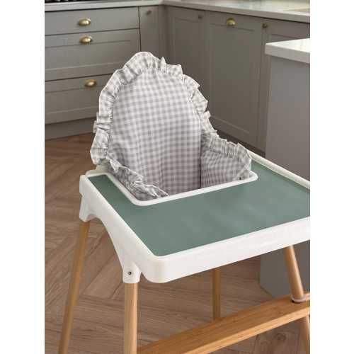Oyster Gingham Ruffle Cushion Cover for Ikea Antilop High Chair