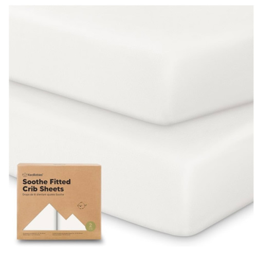 KeaBabies 2-Pack Organic Crib Sheets for Boys, Girls - 52x28 Fitted Crib Mattress Sheet Neutral, Breathable Jersey Cotton Cover for Baby Bed, Toddler Mattress, Soft & Cute Prints (Soft White)