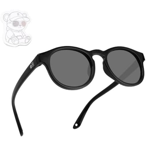 HECCEI Baby Sunglasses with Strap - UV Protection Pebble Sunglasses, Polarized, Bendable, For Newborns 0-24 Months