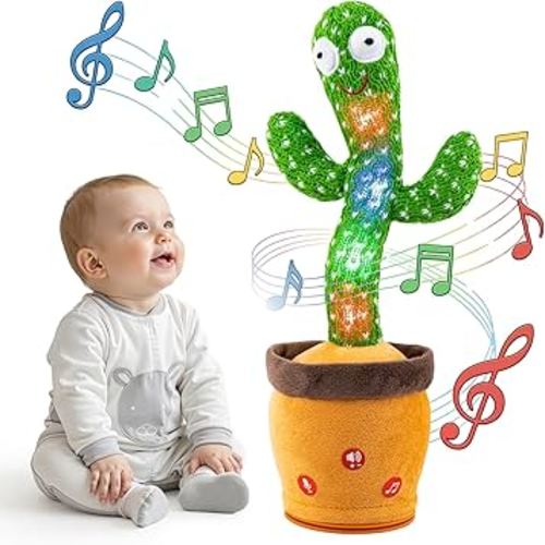 Ayeboovi Dancing Talking Cactus Baby Toys Interactive Toy Repeating Records What You Say Volume Adjustable Singing Cactus Toddler Games with 120 Songs Easter Basket Stuffers for Kids