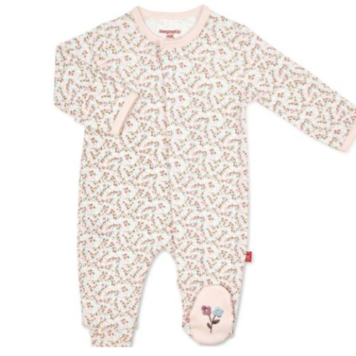 Magnetic Me 3-6M Bedford Floral Organic Cotton Magnetic Footie 6-9M