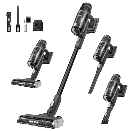 Eureka ReactiSense 350W Anti-Tangle Cordless Stick Vacuum, NEC440BK | Floor Sense + React, Up to 60-Min, Lightweight, Anti-Allergen HEPA, Swivel Steering, For Pet Hair, Hard Floors & Carpets