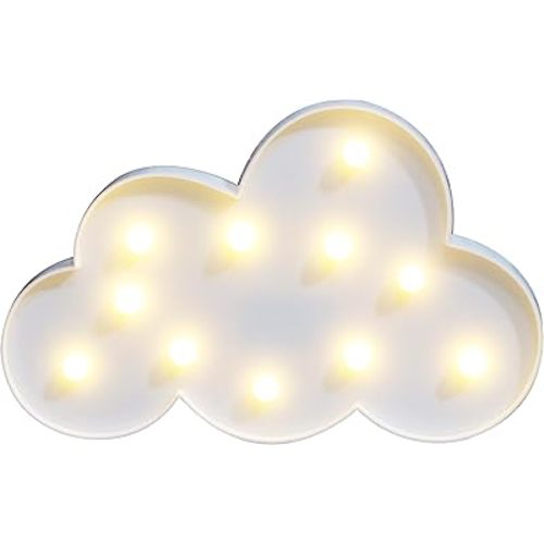 White LED Cloud Marquee Signs, Light Up Cloud Decorative Signs Hanging Hole Nursery Room Night Light for Baby Shower, Party Supply, Christmas Decor-White