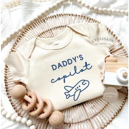 Embroidered Daddy's Copilot Onesie® Airplane Daddy's Co Pilot pregnancy announcement grandparents pregnancy reveal Baby Travel Baby Shower