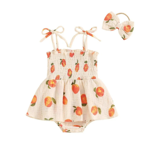 Peachy Keen Onesie Dress & Bow – The Ollie Bee