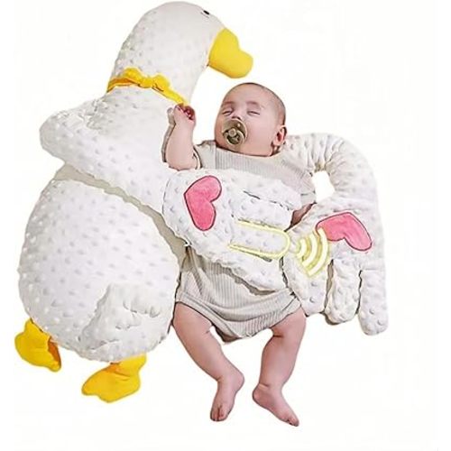 Companion Plush Toy - Animal Shaped Comforting Pillow, Soft Sensory Stuffed Animal for Soothing & Cuddling (White Goose B)